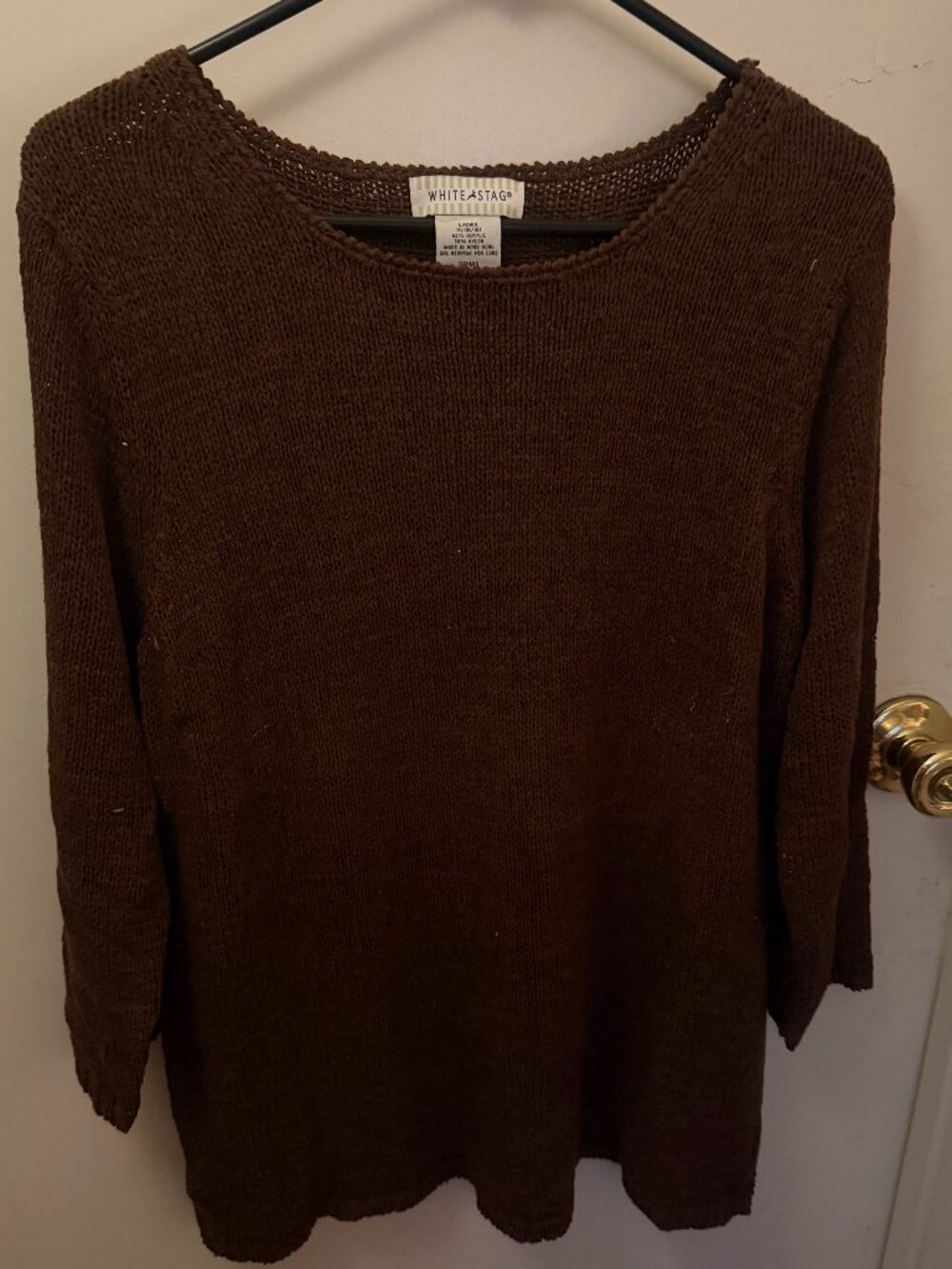 White Stag Chocolate Brown Knit Sweater W XL